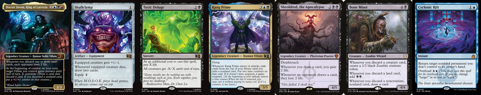 Doctor Doom, King of Latveria and the top upgrade cards for the Doom Prevails Commander precon
