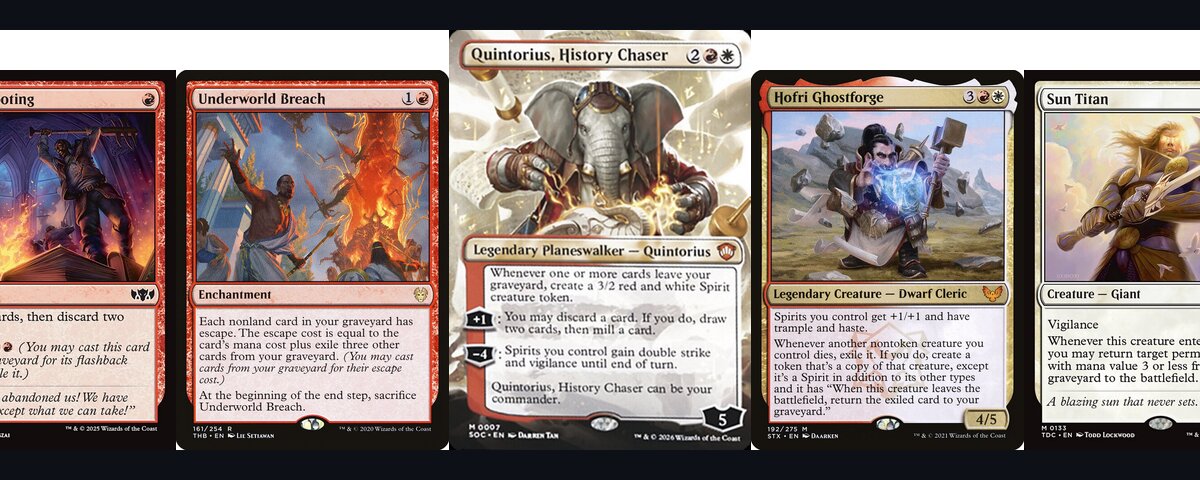 Quintorius, History Chaser with key upgrade cards - Lorehold Spirit Commander Deck