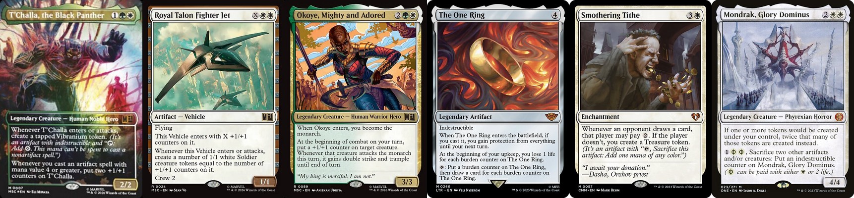 T'Challa, the Black Panther and featured Wakanda Forever precon upgrade cards